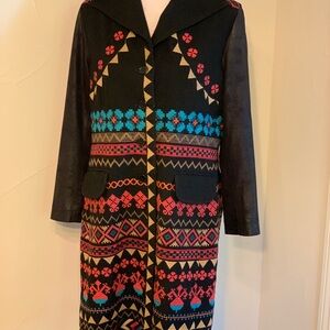 Biya Johnny Was Black Wool Embroidered LS Lined Jacket in Medium